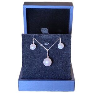 Freshwater Pearl Necklace & Drop Earrings 925 Sterling Silver NWT